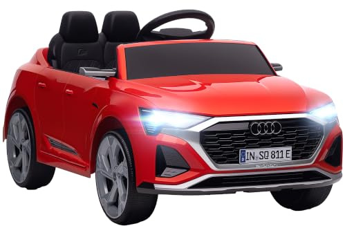 AIYAPLAY Kinder Elektroauto 12V Audi Q8 Fernbedienung für 3–4 Jahre Rot | Kinderauto, 2 Motoren, Hupe Niedrigbatterie-Warnung, Sanftanlauf, 4-Rad-Federung, Kinderfahrzeug mit LED-Scheinwerfern, Musik