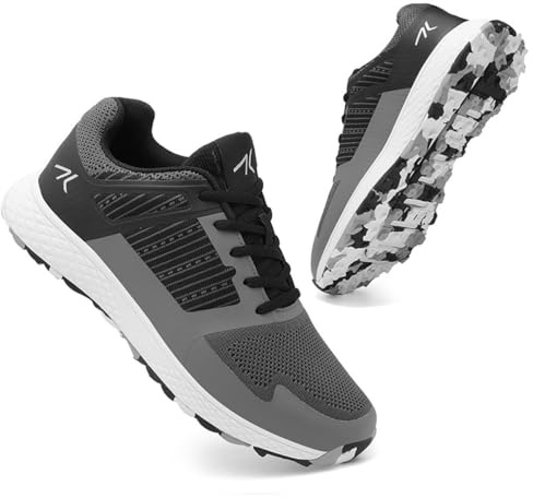 SDEQA Herr Golfskor Spiklösa Casual Golfskor Halkfria Andningsbara Utomhus För Golfträning,Gray,46 EU