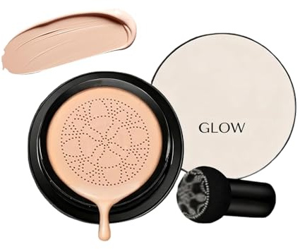 Foundation Cushion Cream, Mushroom Head Air Cushion CC Cream, Concealer Moisturizing Makeup Foundation Cushion, Evens Skin Tone Face Foundation cream, for All Skin Types