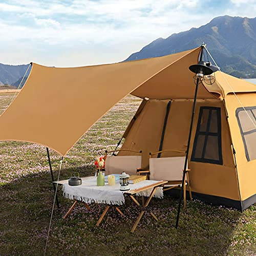 campingtält, 4-personers Instant Blackout-tält for familj med vestibul och regnfluga, 4-säsongs lättviktstält for familjeklockor, lätta att montera(Brown)