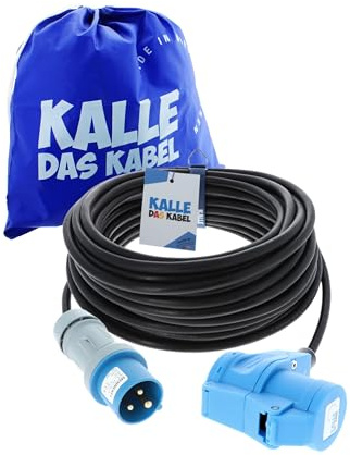 KALLE DAS KABEL CEE Verlängerung 230V Campingkabel Wohnmobil-Kabel Camping-CEE Kabel mit Camping Stecker und Winkelkupplung H07RN-F 3G 2,5mm² 30 Meter