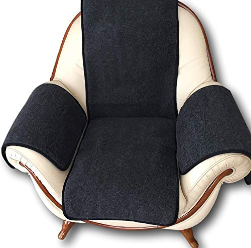 Sesselschoner, Möbelschoner 3 Teilig Anthrazit, 100% Wolle made in Germany