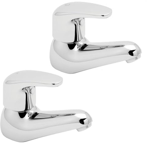 Deva Adore Top Lever Handle Chrome Bath Taps Hot & Cold Water Deck Mounted Dual Bathroom Tub Filler Silver Faucet Tap Pair ADORE102-12 Year Warranty