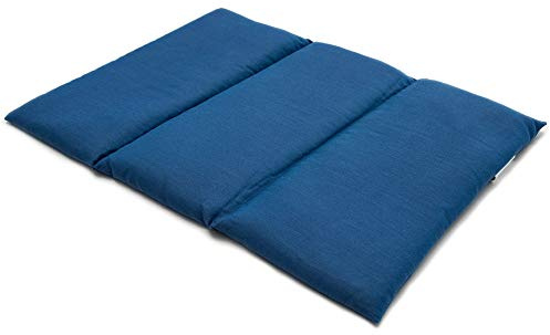 Coussin aux graines de colza - Taille 40x30-3 compartiments - Bleu gentiane - Coton Bio - Coussin thermique - Coussin aux graines - Compresse froide -