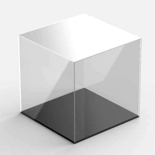 Hansen Vitrine Acryl / Schaukasten / Objektvitrine / Showcase quadratisch, 400x400x300 mm, mit schwarzem Boden