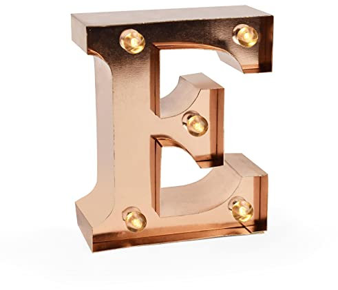 Legami - Mini Lettera decorativa luminosa, Gancio posteriore per appendere la Lettera al Muro, Tasto ON/OFF, 3 Batterie già incluse, Luce color Bianco caldo, Lettera E