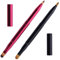 mSure 2 Pcs Retractable Lip Brushes - Dual End Lipstick & Concealer Brush with Cap - Pink & Black - Natural Bristles - Polyester Handle