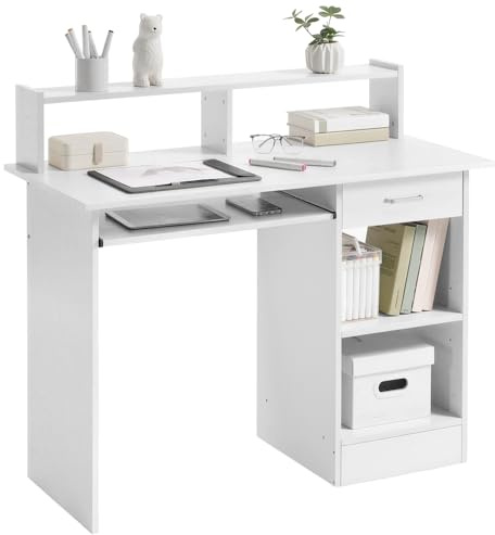 Yaheetech Computer Desk with Drawers Study Table for Home Office, White