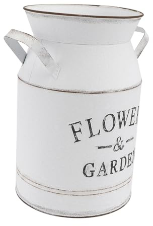 YARNOW Vase à Fleurs Shabby Chic Vase de Cru de Ferme Vintage Pichet en Métal Pot de Fleurs Pot de Fleur Galvanisé en Métal Rustique Seau à Fleurs en Fer Centre de Table Décoratif de
