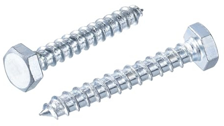 sourcing map Sechskantschrauben, M10 x 60 mm, Karbonstahl, verzinkt, Halbgewinde, selbstschneidende Schrauben für Holzschrauben, 10 Stück