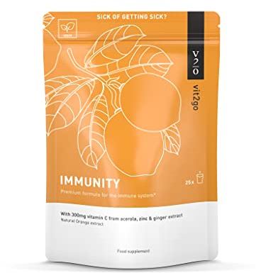 Vit2go Immunity - Booster with Vitamins (A, B, C, D & K), Vitamin C Zinc & Ginger Extract, Immune System Complex, Vegan Supplement Made in Germany (25)