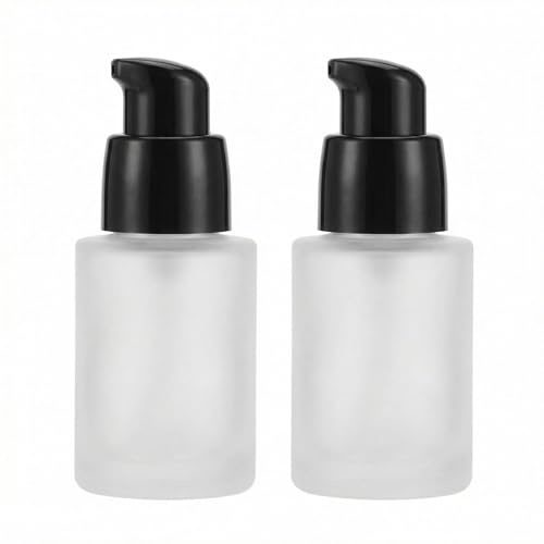 2 flaconi vuoti da 30 ml, ricaricabili, in vetro smerigliato, con erogatore a pompa, per fondotinta liquido, lozioni, contenitori per campioni per cosmetici, 28,3 g
