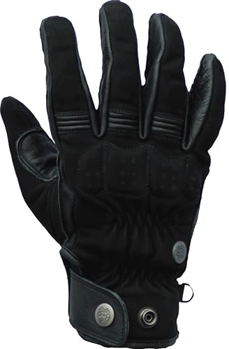 Mycl Turell Motorradhandschuhe Cross Stitch - Motorrad Handschuhe Herr - Echtleder - Handschuhe Herren Motorrad Touring mit Gel Polster (Schwarz, XS)