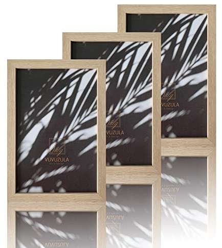 VUVUZULA Lot de 3 cadres photo en bois MDF 20 x 30 cm (8 x 12 pouces) Naturel