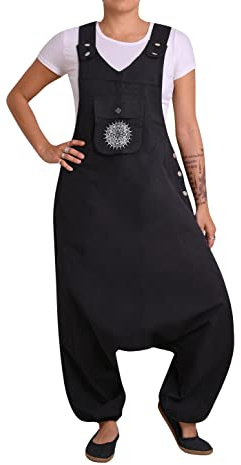 virblatt - Salopette da donna e tuta da uomo Goa | Unisex | Tuta hippie donna tuta harem pantaloni premaman, Nero, L-XL