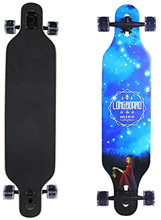 Longboard Geeignet Erwachsene Jungen Mädchen Jugendliche maximales Ladegewicht 330Ibs 104 cm x 22.9 cm ABEC-11 8 Schichten Ahorn professionelles Skateboard (Longboard-xingkong)