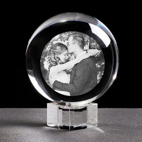 WOMB Glas-Fotokugel Personalisierte Kristallkugel.schneekugel Mit Foto,schneekugel Personalisiert. 2D Kristallkugel Ornament, Geschenk Für Mutter, Hochzeits,Dame (with Crystal Base,3D 6 cm)