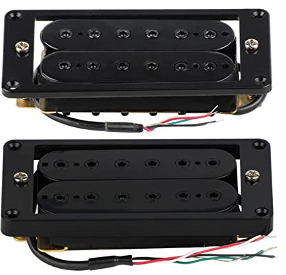 Schwarzer E-Gitarren-Humbucker-Pickup-Hals + Bridge-Pickup-Set Keramikmagnet Mit Flachem Rahmen Zubehör