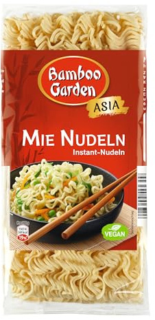 Bamboo Garden - Mie Nudeln | 250 g im Beutel | Instant-Nudeln für die asiatische Küche | Ideal für gebratene Nudeln oder Suppen | Vegan