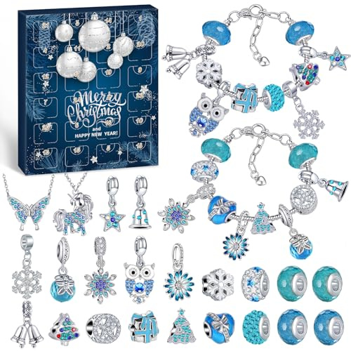 Hymarvo Adventskalender 2026 Kinder Mädchen, Weihnachtskalender Schmuck Basteln Mädchen, 24 Füllung Adventskalender Schmuck Armbänder Halsketten Kit Weihnachten Geschenk Mädchen 6 7 8 9 10 11 12 Jahre