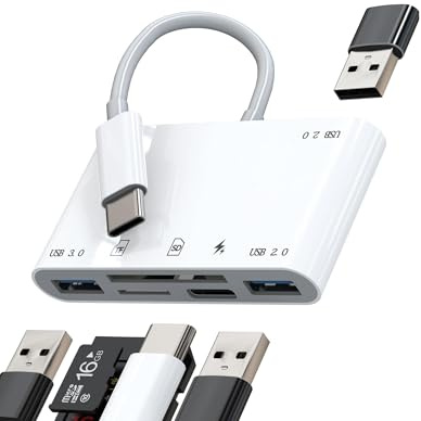 Adattatore USB C OTG 6in1 Lettore di Schede SD Micro SD TF Caricabatterie per Apple per iPhone per iPad Macbook compatibile per Samsung Android Porta Memoria Chiavetta Macchina Fotografica Accessori