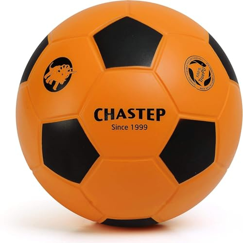 Chastep Ballon de Football en Mousse de 8 pour intérieur/extérieur, Parfait pour Les Enfants ou Les débutants, pour Jouer et Faire de l'exercice, Doux et sûr (Orange et Noir)