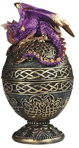 ICE ARMOR 6.5 H Purple Dragon Ornate Egg Trinket Box Statue Sculpture Ornament Decoration Home/Room Decor Ideas for Housewarming, Holidays and Birthdays Great Collectible Addition