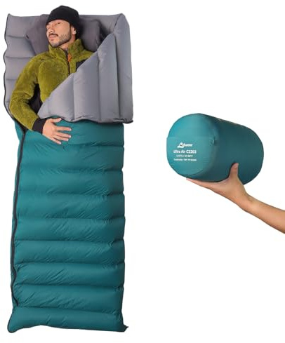 Litume Kombinerbar dunsovsäck, lätt, packbar vuxna, dubbel sovsäck, för backpacking, camping, familj, resande kompakt med säckar sovsäckar (C2203)