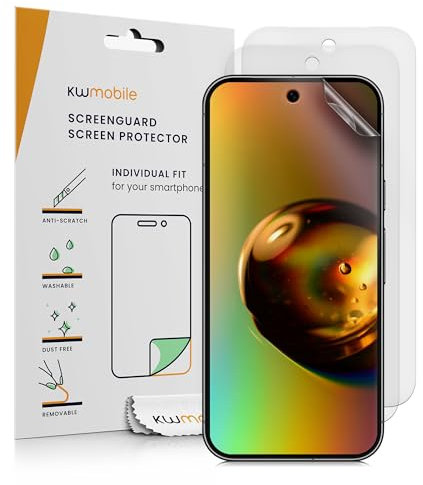 kwmobile Set of 3 Screen Protectors Compatible with Google Pixel 9a - Anti-Glare Anti-Fingerprint Display Films - Matte