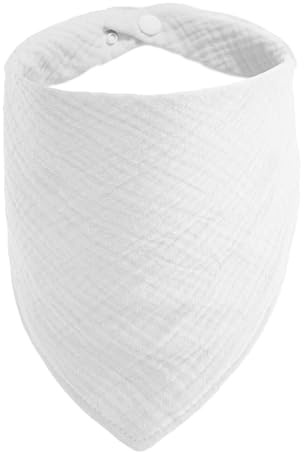 ICEMOOD Haustier-Baumwoll-Bandanas mit verstellbarem Druckknopf für kleine Welpen – Einfarbiges Hundehalstuch,Weiß,M
