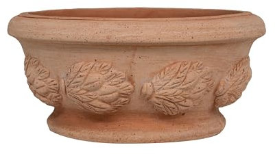 Biscottini Vaso in Terracotta Artigianale Made in Italy 30x14x30 cm - Fioriera Rotonda per Piante - Vasi decorativi Esterno e Interno - Ciotola in Terracotta per Fiori -Vaso Moderno Decorato