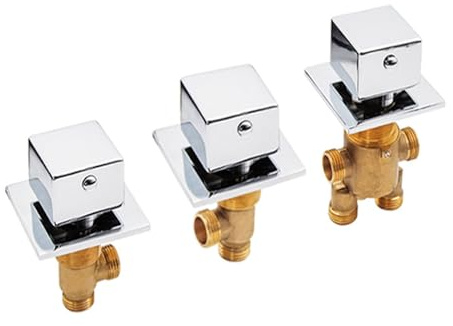 3 Pcs Diviser Robinet De Baignoire En Laiton,Robinets De Bain aves Cartouches céramique,Mitigeur Salle Bain Pour Cabine Ou Hammam(Poignée carrée)