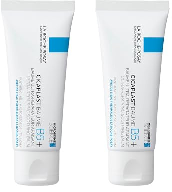 La Roche-Posay Cicaplast Baume B5+ reparierender Balsam für Gesicht und Körper, trockene und empfindliche Haut, mit Panthenol und Madecassoside, [2er-Pack] x 40 ml