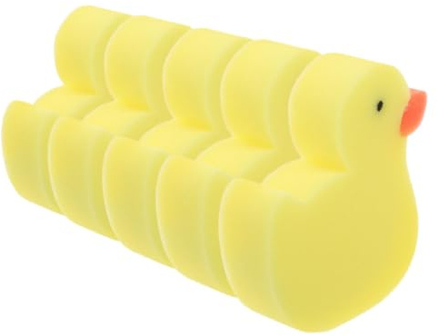 HEMOTON Esponjas de Baño para Niños Suaves y Amarillas Forma de Pato Paquete de 5, para Baño y Lavado de Manos
