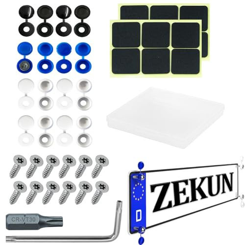 Kennzeichen Schrauben Vis en Acier Inoxydable pour Plaques D'immatriculation kit De Fixation de Vis Antivol Vis de Fixation pour Plaque D'immatriculation Rivet Plaque Immatriculation pour Voitures
