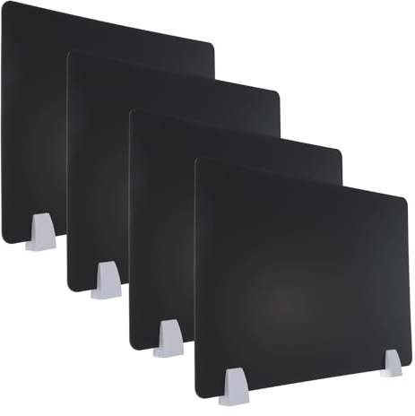 PATIKIL 40x60cm Desk Divider, 4 Sets Desk Privacy Panel Acrylic Office Partition Boards Table Testing Dividers Portable Panel Sneeze Guard Protective Shield for Office Kitchen Sink, Black