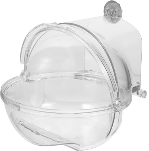 FRCOLOR Vogelbadewanne für Käfig Transparent Große Papageien Badebox Nymphensittich Sandbad Leicht zu Befestigen Vogelbadezubehör für Garten Balkon