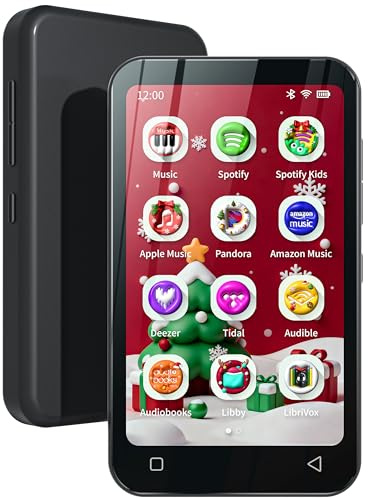 TIMMKOO 80GB Kids MP3 Player with Bluetooth, Parental Controls, Pre-Installed Spotify, Audible, 4 MP4 Player (Black)