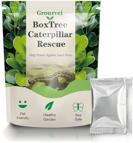 Grouzvei Box Tree Caterpillar Treatment -10 x 5g Packs, 300㎡ Total Coverage - Individually Wrapped,Safe for Bees & Birds, Supports Healthy Buxus Hed