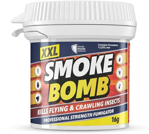 XXL Insect Smoke Bomb 16g (Pack of 1) Fast-Acting Formula for Fleas, Bed Bugs, Cockroaches, Ants and Spiders, Smoke Treatment for Homes, Rooms and Living Spaces, Non-Staining