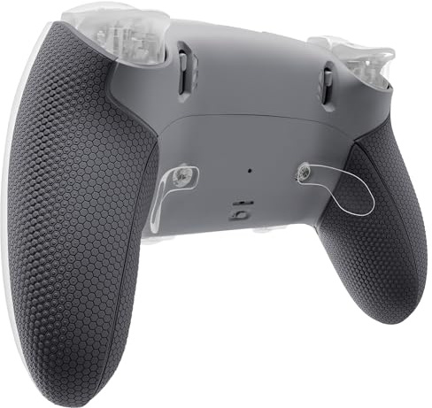 eXtremeRate Beyond ARC Carcasa Inferior Compatible con ps5 Edge Controller | Placa Cubierta Trasera con Grip de Goma de Repuesto y Marco Decorativo para ps5 Edge Mando (New Hope Gray & Gris Clásico)