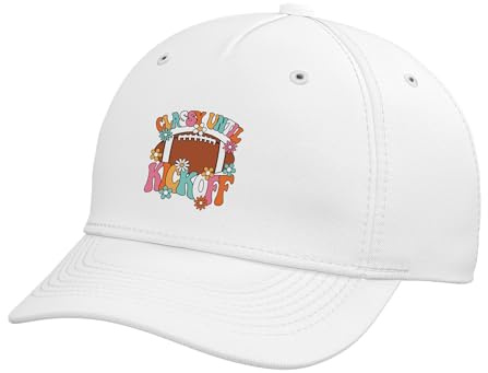 Classy Until Kickoff Groovy American Football Women Girls Adjustable Printed Baseball Hat, White