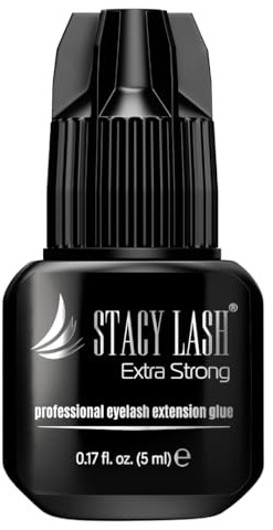 Extra Strong Eyelash Extension Glue Stacy Lash (0.17fl.oz/5ml) / 1-2 Sec Dry/Retention – 8 Weeks/Black Adhesive