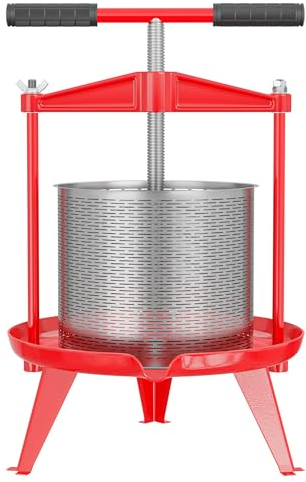 WilTec Prensa de Fruta de Acero Inoxidable Capacidad de 14 litros Prensa de husillo para Zumo Vino Sidra