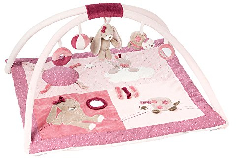 Nattou Krabbeldecke mit Spielbogen und Hängefiguren, Nina, Jade und Lili, 74 x 68 x 45 cm, Rosa