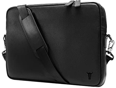 TORRO Laptoptasche - Umhängetasche aus echtem Leder, kompatibel mit 13-Zoll-/14-Zoll-Laptops oder MacBooks