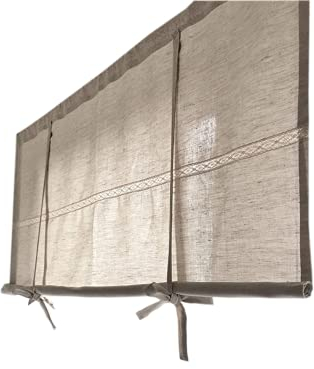 Leinen Raffrollo Gardine Spitze Vintage Shabby