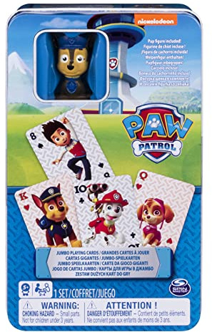 Nickelodeon's PAW Patrol Jumbo Playing Cards with Chase Figure in Tin