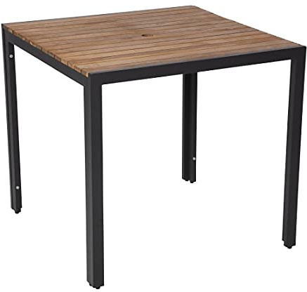 Bolero DS152 quadratischer Stahl- und Akazienholztisch, 74cm x 80cm x 80cm