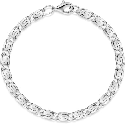 S-Panzerkette Herren Armband Silber 925 - Männer Armkette 5mm breit SA-126 | Massives Silberarmband aus rhodiniertem 925 Sterling Silber in 19-24cm Made in Germany von MATERIA by Matthias Wagner